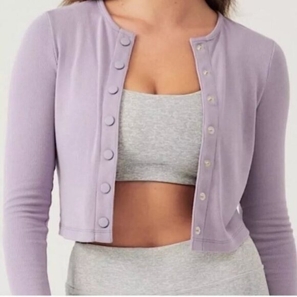 Outdoor Voices CozyRib Cropped Cardigan Size Small Lavender NWT - Picture 1 of 6